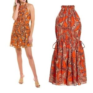 NWOT A.L.C. Bella Silk Mini Dress - Floral Halter Pleated Dress -
